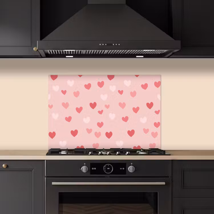 Hartjes - Patroon - Roze keuken achterwand spatscherm klein -sfeer1