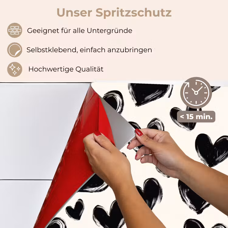 Hartjes - Patroon - Zwart keuken achterwand spatscherm klein 900 -spatscherm_DE