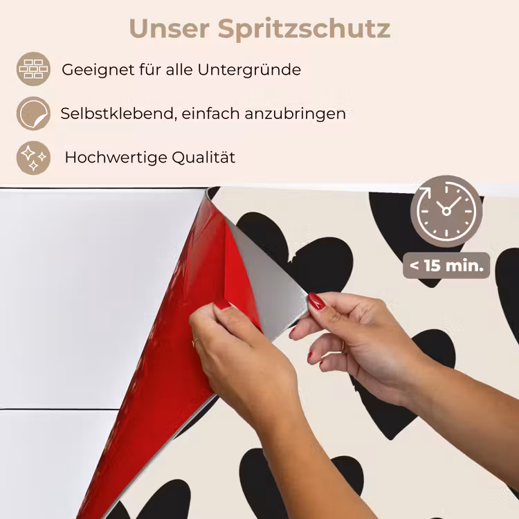 Hartjes - Zwart - Beige keuken achterwand spatscherm klein -spatscherm_DE
