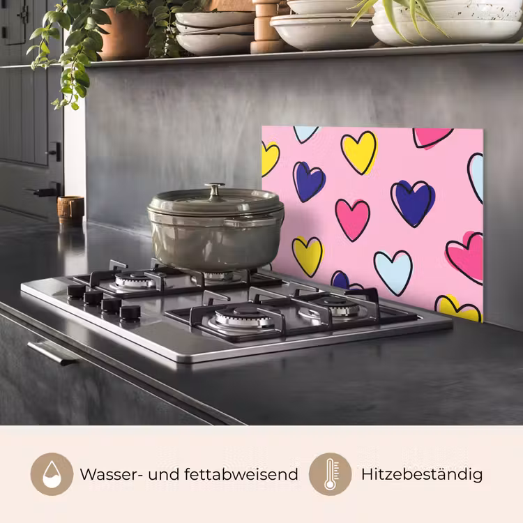 Hartjes - Valentijn - Patroon - Kleurrijk keuken achterwand spatscherm klein -usp_DE