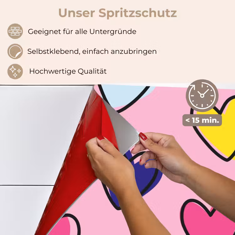 Hartjes - Valentijn - Patroon - Kleurrijk keuken achterwand spatscherm klein -spatscherm_DE