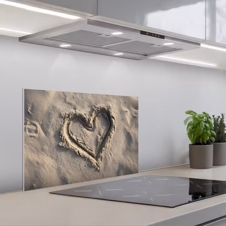 Hartvorm - Getekend - Beige - Zand keuken achterwand spatscherm klein -3d_schuin