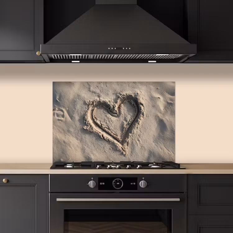 Hartvorm - Getekend - Beige - Zand keuken achterwand spatscherm klein -sfeer1