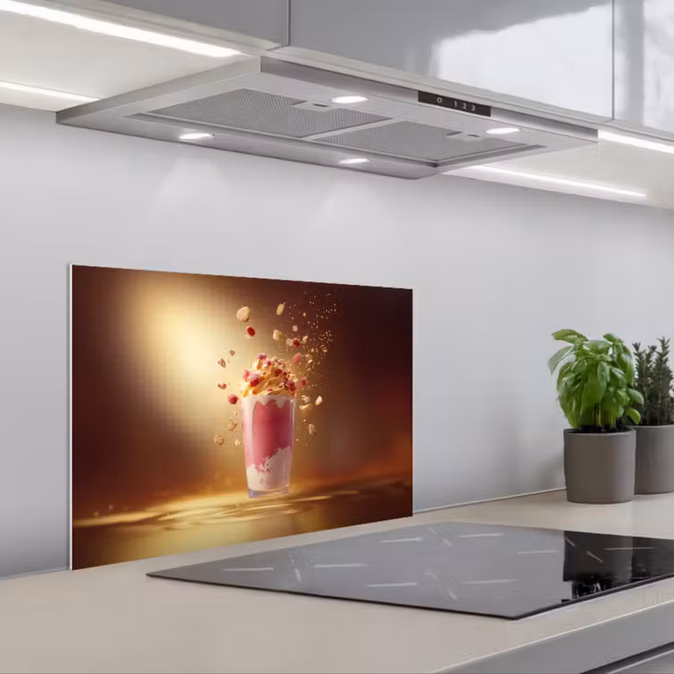 Framboos - Smoothie - Drinken - Roze keuken achterwand spatscherm klein -3d_schuin