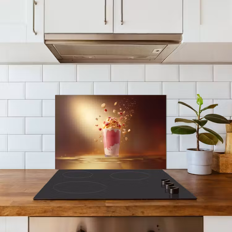 Framboos - Smoothie - Drinken - Roze keuken achterwand spatscherm klein -sfeer2