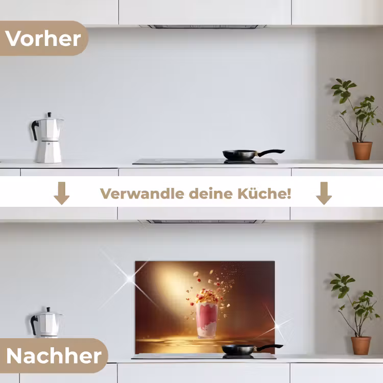Framboos - Smoothie - Drinken - Roze keuken achterwand spatscherm klein -voor_na_DE
