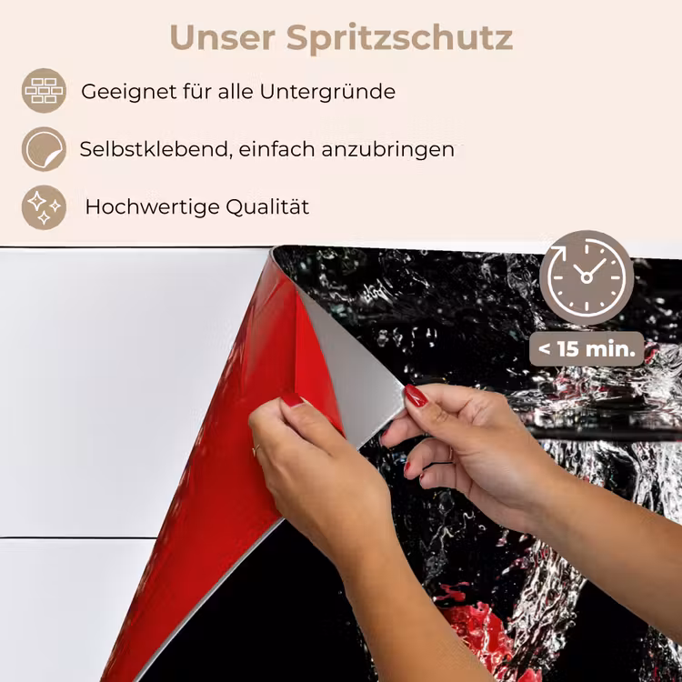 Frambozen - Fruit - Stilleven - Water - Zwart - Rood keuken achterwand spatscherm klein -spatscherm_DE