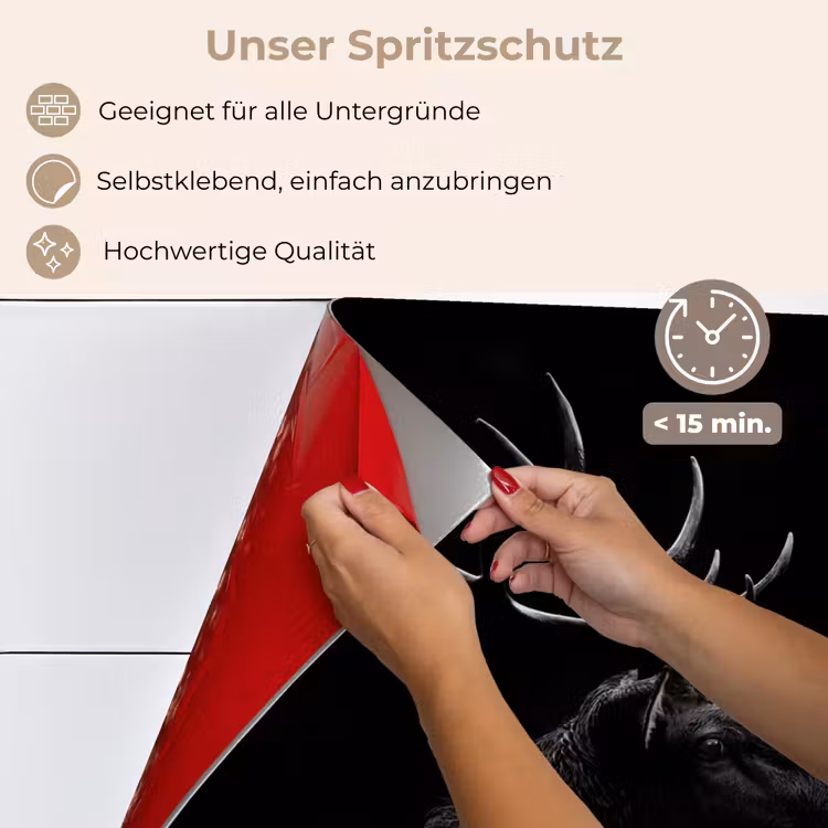 Hert - Zwart - Portret - Gewei - Dieren keuken achterwand spatscherm klein -spatscherm_DE
