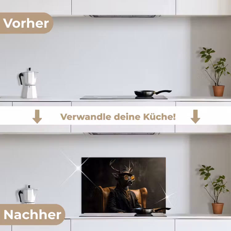 Hert - Zonnebril - Zwart - Pak keuken achterwand spatscherm klein -voor_na_DE