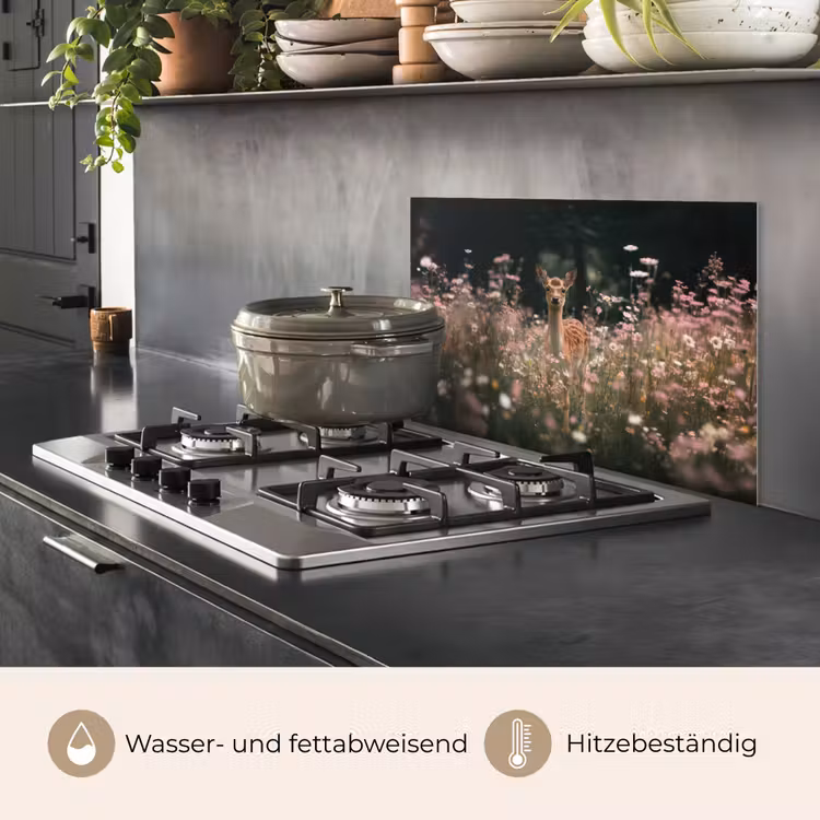Hert - Wilde bloemen - Bos keuken achterwand spatscherm klein -usp_DE