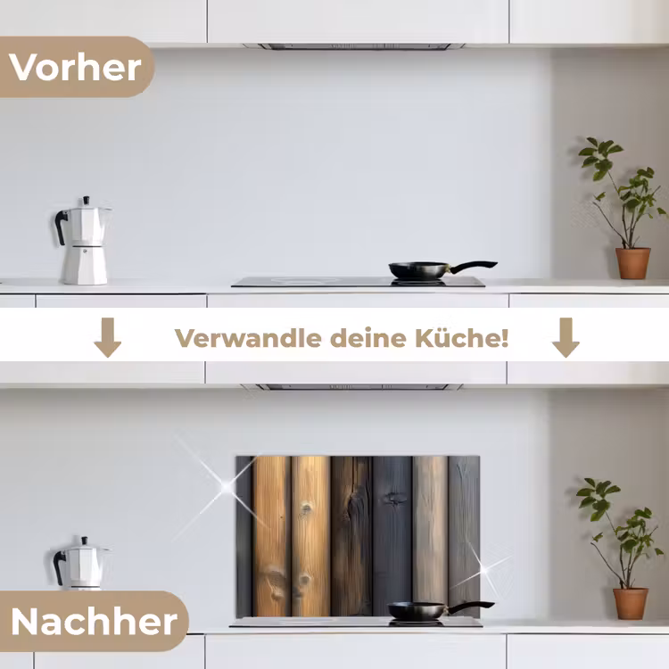 Hout - Planken - Gemengd keuken achterwand spatscherm klein -voor_na_DE