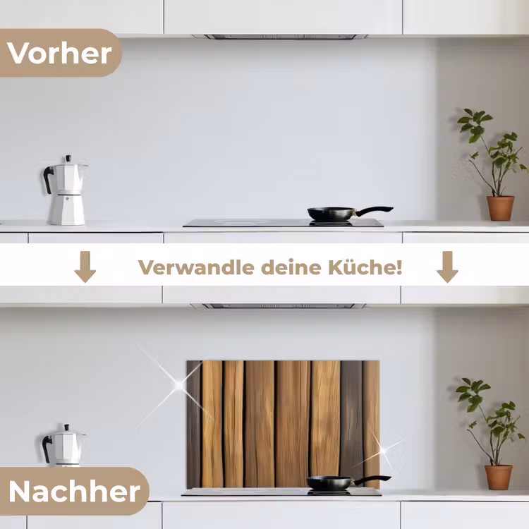 Hout - Planken - Natuurtinten keuken achterwand spatscherm klein -voor_na_DE