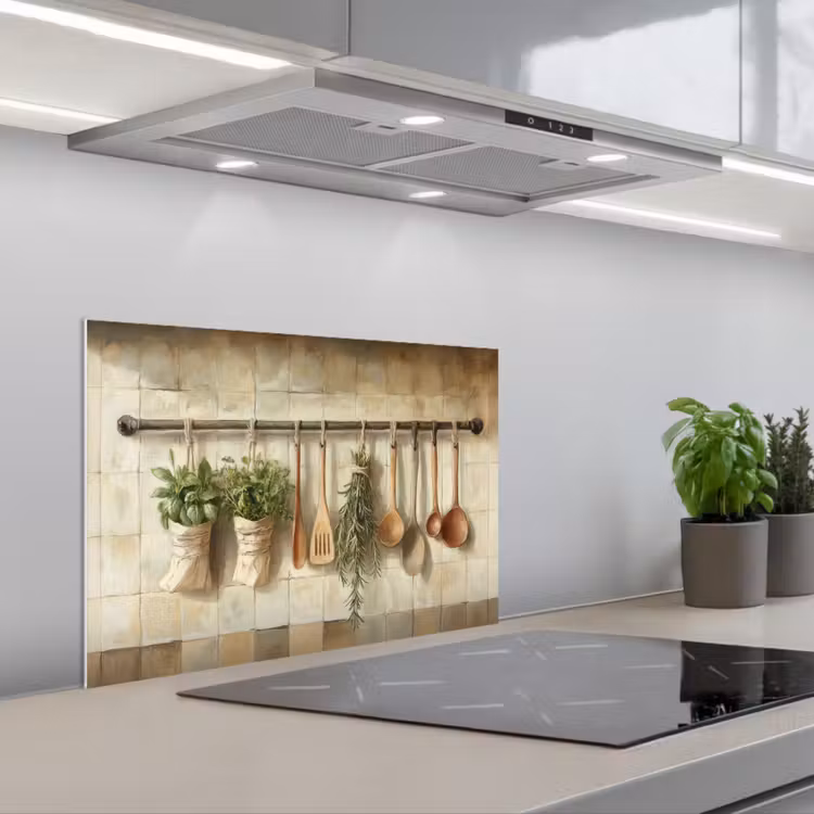 Hout - Keukengerei - Stilleven - Tegels keuken achterwand spatscherm klein -3d_schuin