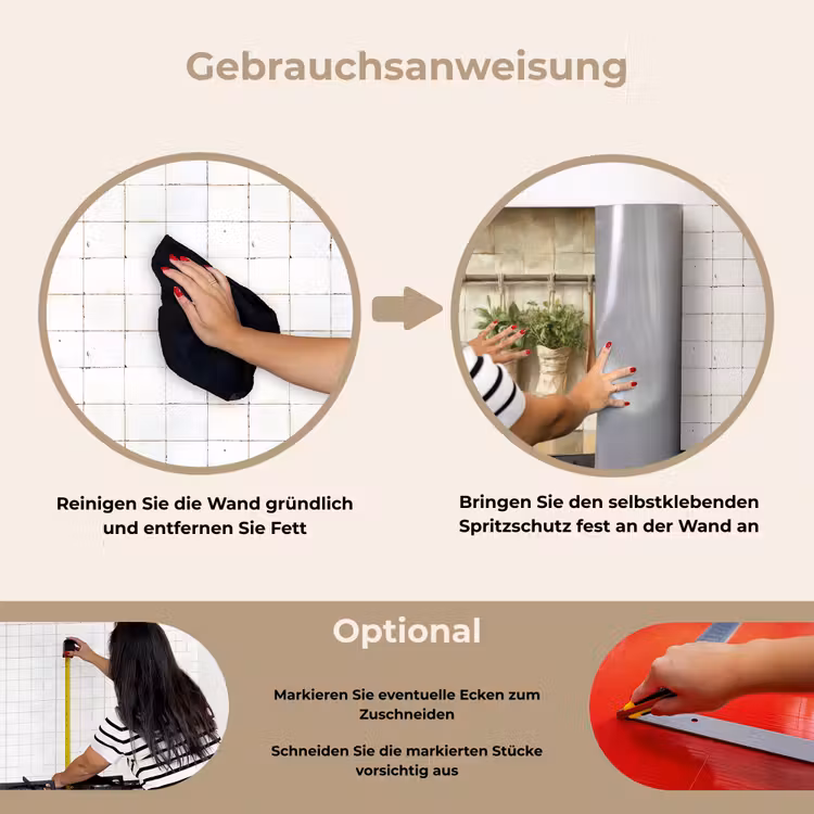 Hout - Keukengerei - Stilleven - Tegels keuken achterwand spatscherm klein -gebruiksaanwijzing_DE