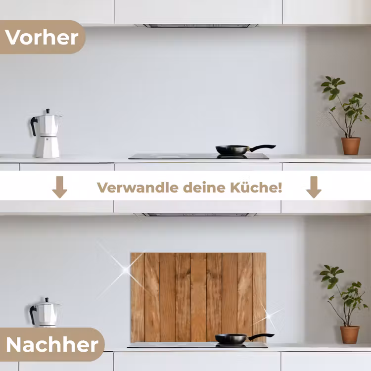 Hout - Naturel - Planken - Structuur keuken achterwand spatscherm klein -voor_na_DE