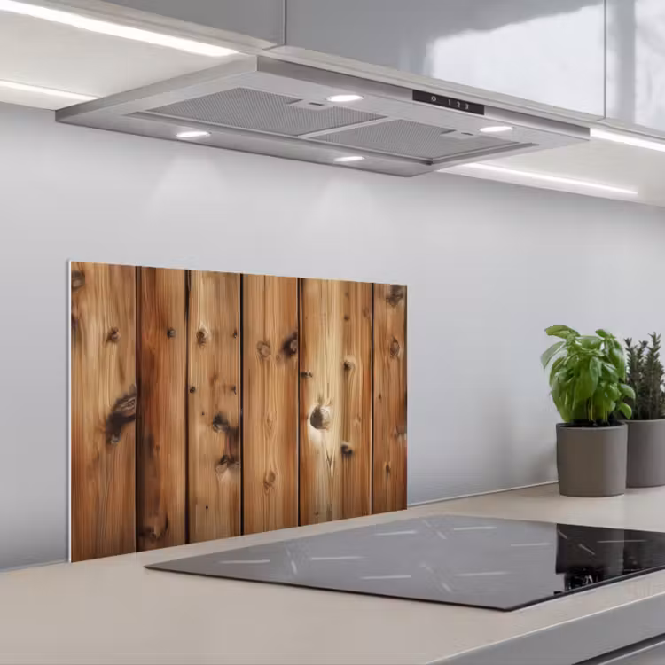 Hout - Planken - Bruin keuken achterwand spatscherm klein -3d_schuin