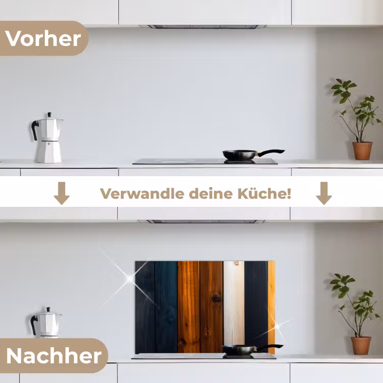 Hout - Planken - Donker - Warm keuken achterwand spatscherm klein -voor_na_DE