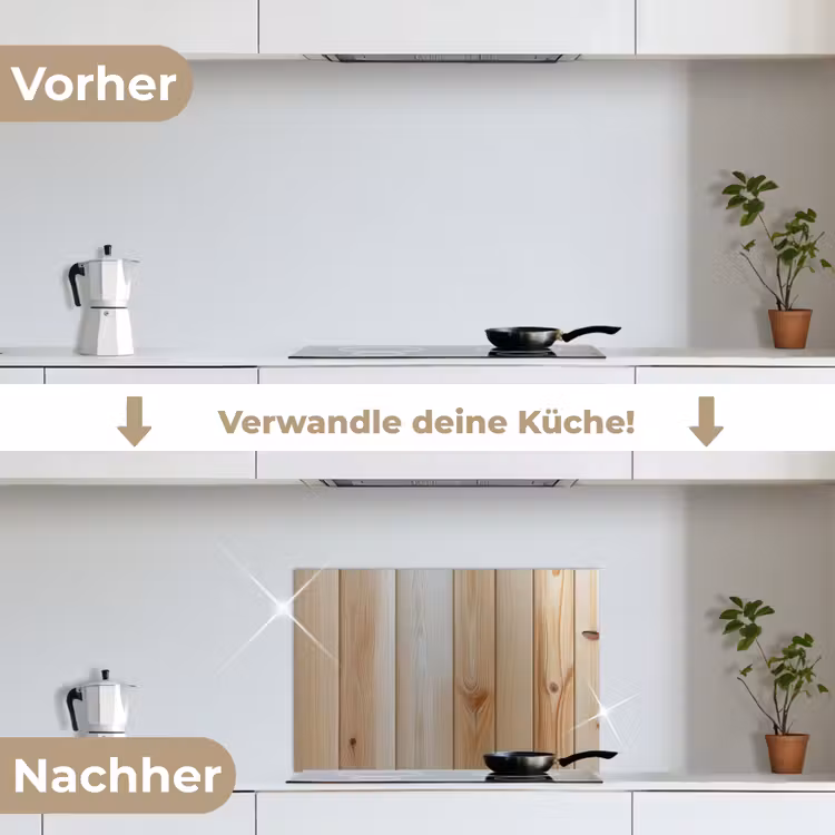 Hout - Planken - Licht keuken achterwand spatscherm klein -voor_na_DE