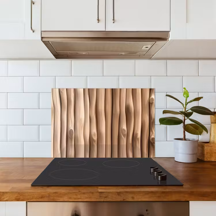 Hout - Stam - Lichtbruin keuken achterwand spatscherm klein -sfeer2