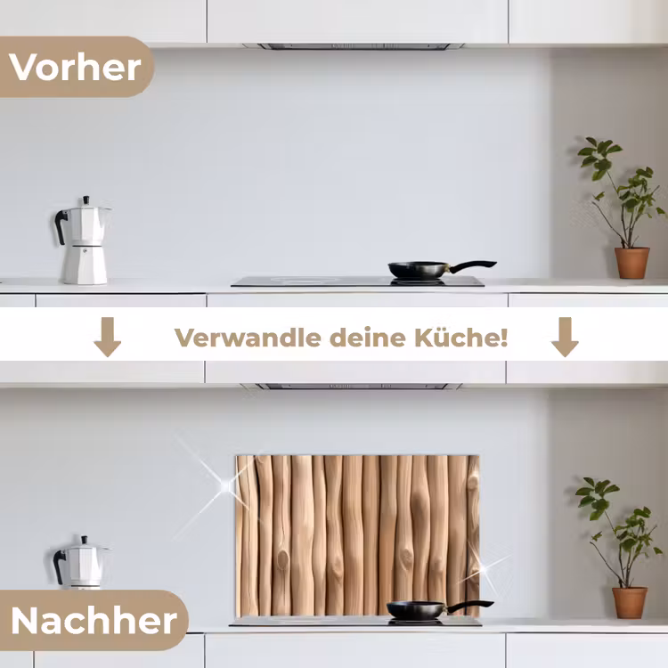 Hout - Stam - Lichtbruin keuken achterwand spatscherm klein -voor_na_DE