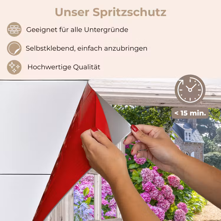 Hortensia - Doorkijk - Bloemen - Zomer - Paars - Pad keuken achterwand spatscherm klein -spatscherm_DE