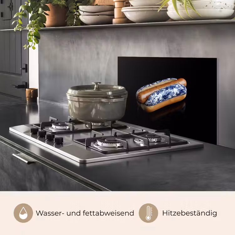 Hotdog - Porselein - Delfts blauw - Eten keuken achterwand spatscherm klein -usp_DE