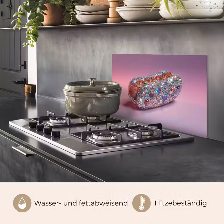 Hotdog - Steentjes - Glitters - Paars keuken achterwand spatscherm klein -usp_DE