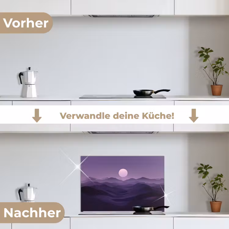 Heuvels - Paars - Mist - Zon keuken achterwand spatscherm klein -voor_na_DE