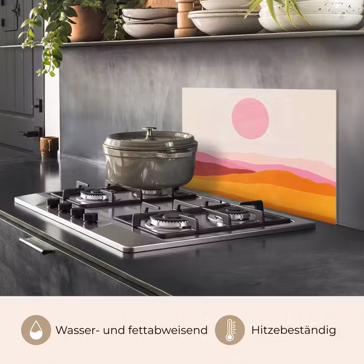 Heuvels - Oranje - Zon - Abstract keuken achterwand spatscherm klein -usp_DE