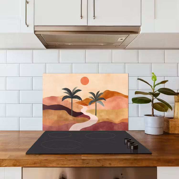 Heuvels - Palmbomen - Abstract keuken achterwand spatscherm klein -sfeer2