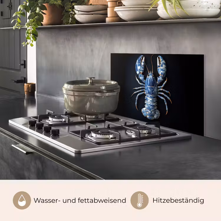 Kreeft - Delftsblauw - Schild - Stoer keuken achterwand spatscherm klein -usp_DE
