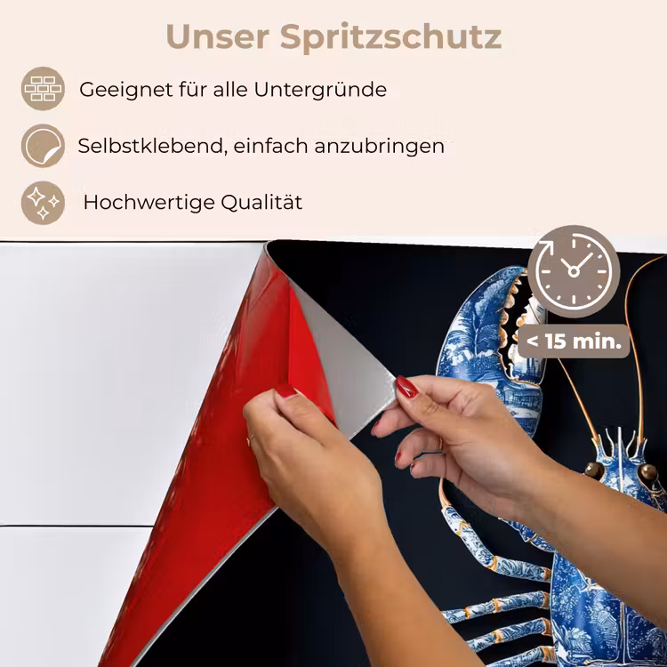 Kreeft - Delftsblauw - Schild - Stoer keuken achterwand spatscherm klein -spatscherm_DE