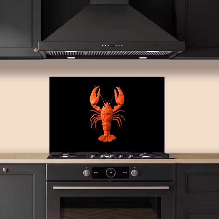 Kreeft - Papier - Origami papier - Rood keuken achterwand spatscherm klein -sfeer1