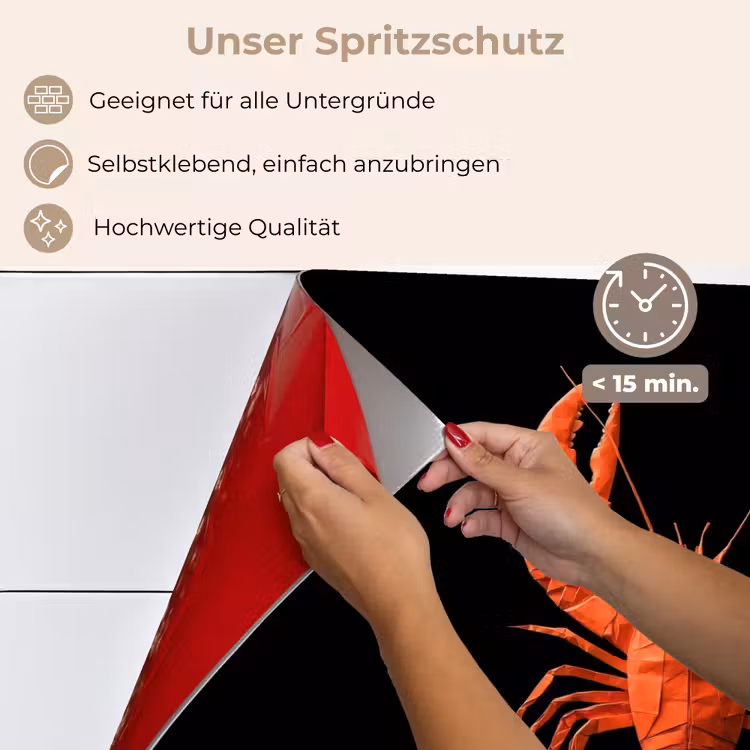 Kreeft - Papier - Origami papier - Rood keuken achterwand spatscherm klein -spatscherm_DE