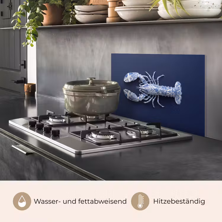 Kreeft - Porselein - Delfts - Blauw keuken achterwand spatscherm klein -usp_DE