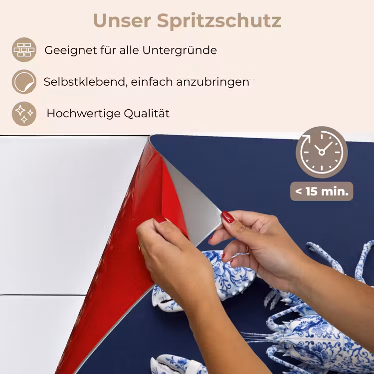 Kreeft - Porselein - Delfts - Blauw keuken achterwand spatscherm klein -spatscherm_DE