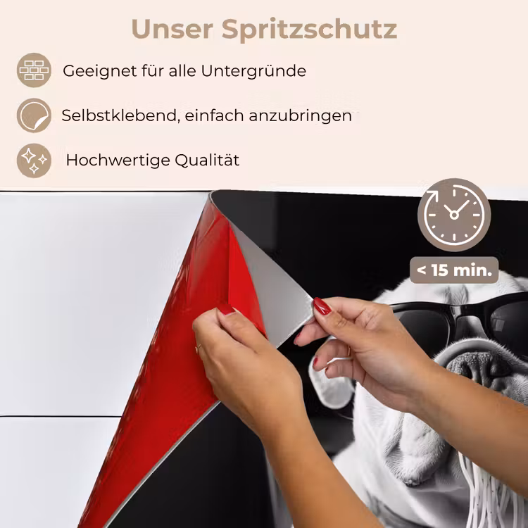 Hond - Bulldog - Pasta - Bril - Stoer - Dieren keuken achterwand spatscherm klein -spatscherm_DE