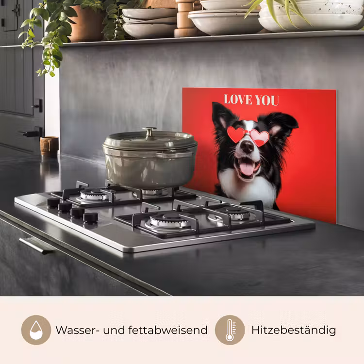 Hond - Hartjesbril - Loveyou - Rood keuken achterwand spatscherm klein -usp_DE
