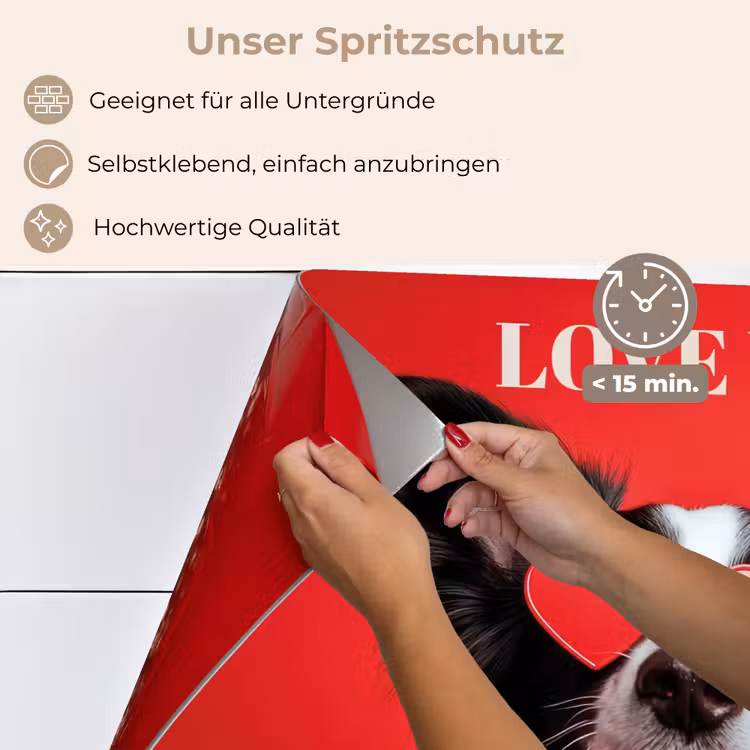 Hond - Hartjesbril - Loveyou - Rood keuken achterwand spatscherm klein -spatscherm_DE