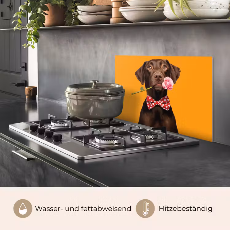 Hond - Oranje - Roos - Valentijn keuken achterwand spatscherm klein -usp_DE