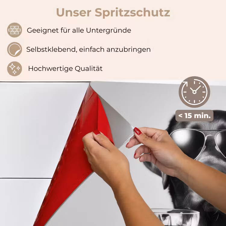 Hond - Zwart - Wijnglas - Zonnebril keuken achterwand spatscherm klein -spatscherm_DE