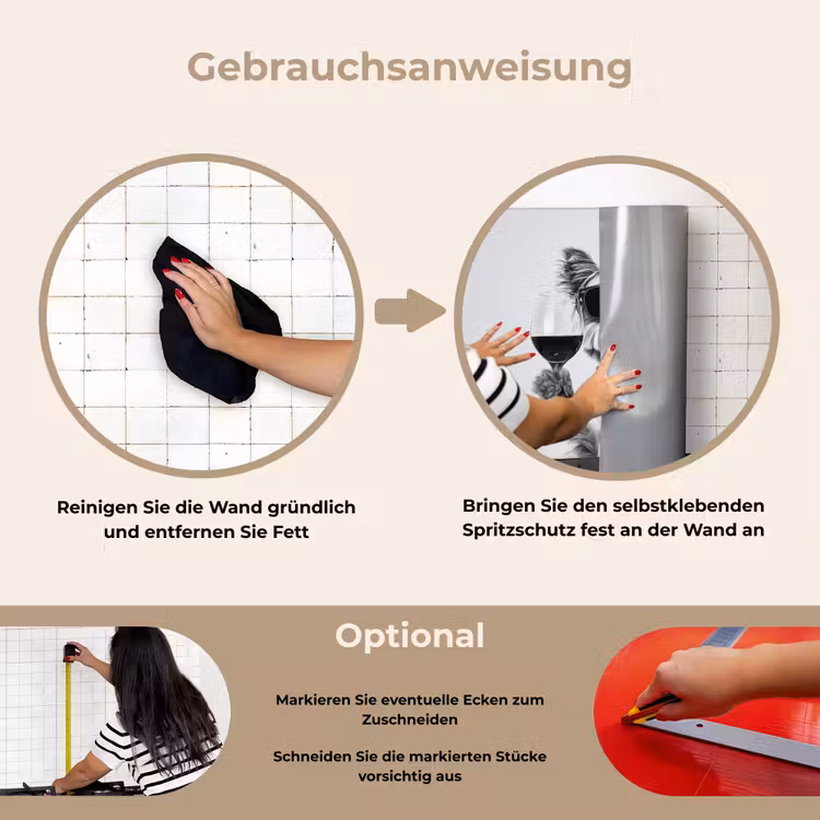 Hondje - Wijnglas - Zonnebril - Enthousiast keuken achterwand spatscherm klein -gebruiksaanwijzing_DE
