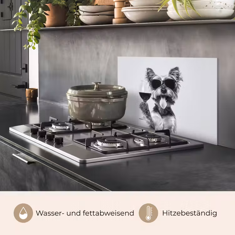 Hondje - Wijnglas - Zonnebril - Enthousiast keuken achterwand spatscherm klein -usp_DE