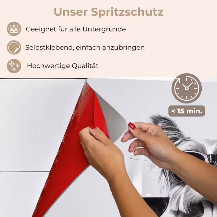 Hondje - Wijnglas - Zonnebril - Enthousiast keuken achterwand spatscherm klein -spatscherm_DE