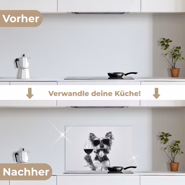 Hondje - Wijnglas - Zonnebril - Enthousiast keuken achterwand spatscherm klein -voor_na_DE