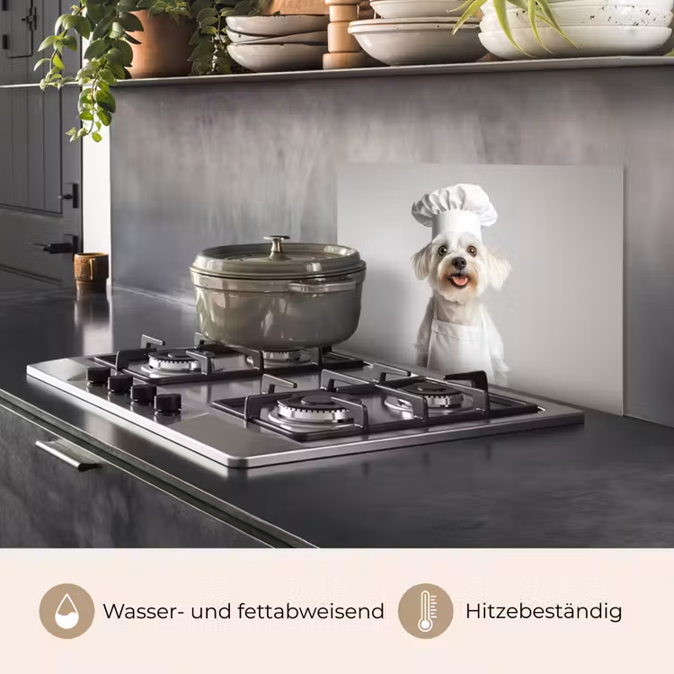 Hond - Wit - Kok keuken achterwand spatscherm klein -usp_DE