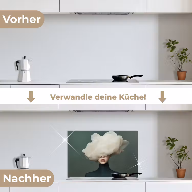 Hoed - Vrouw - Beige keuken achterwand spatscherm klein -voor_na_DE