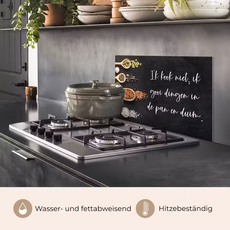 Ik gooi dingen in de pan en duim - Keuken - Quotes - Spreuken - Humor keuken achterwand spatscherm klein -usp_DE