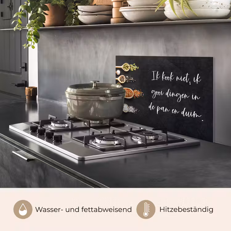 Ik gooi dingen in de pan en duim - Keuken - Quotes - Spreuken - Humor keuken achterwand spatscherm klein -usp_DE