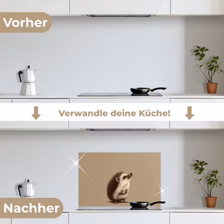 Egel - Snuitje - Bruin - Stekels keuken achterwand spatscherm klein -voor_na_DE